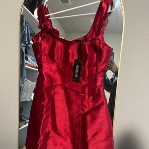 Dolls Kill Red Satin Square Neck Mini Dress